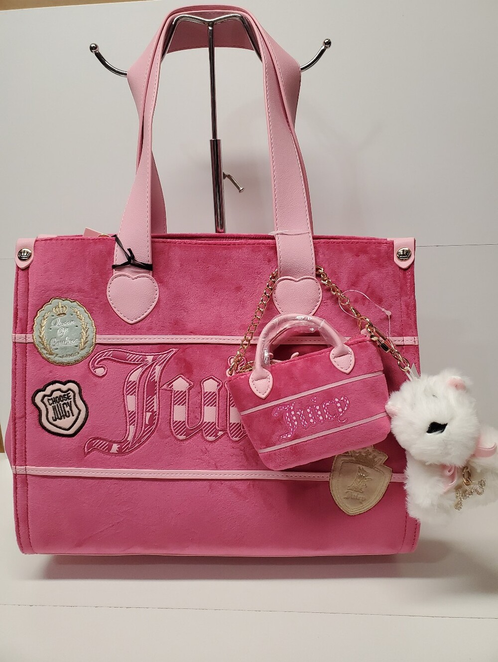 Juicy Couture Pink Study In Style Tote with Mini Charm Bag